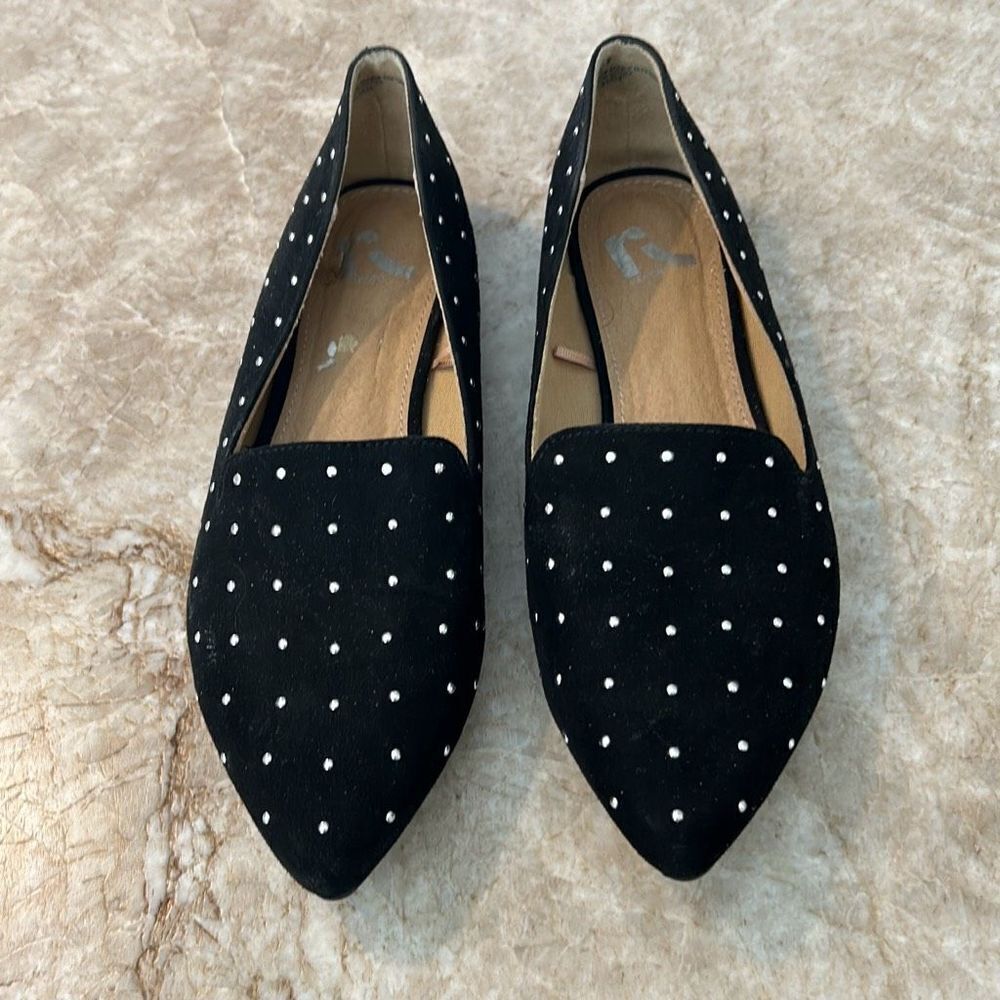 Black Studded Faux Suede Flats